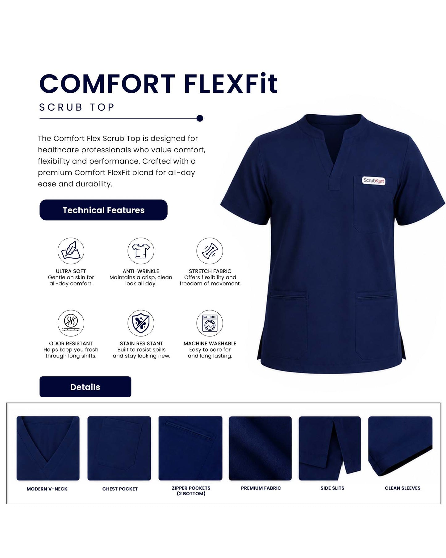 Comfort FlexFit Scrub Top