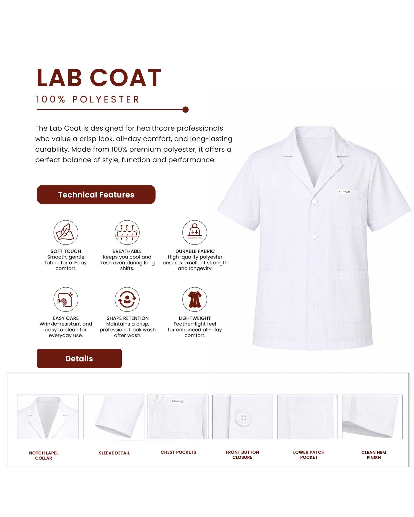Classic Lab Coat – Half Sleeve